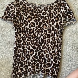 Cheetah print lettuce trim shirt